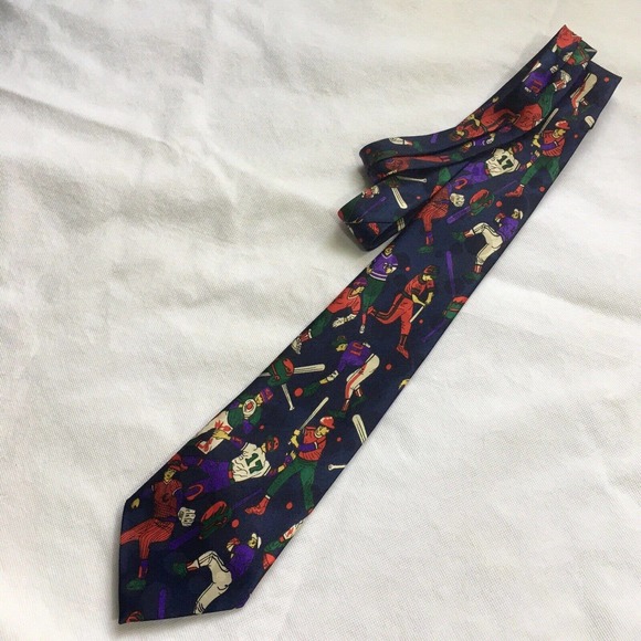 Men's Tie Baseball Themed Polyester - Picture 2 of 5